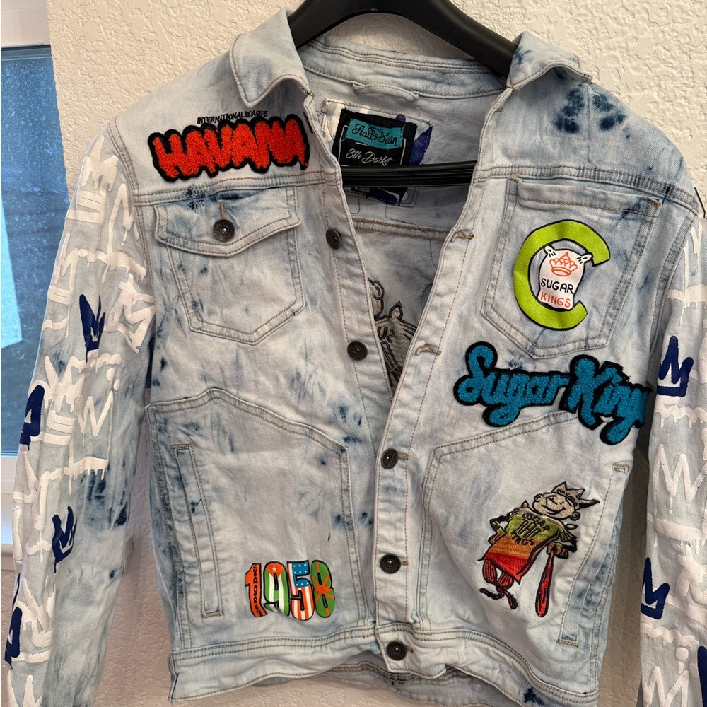 Stall & Dean Sports Memorabilia Customized & Street Wear Acid Wash Denim Jacket